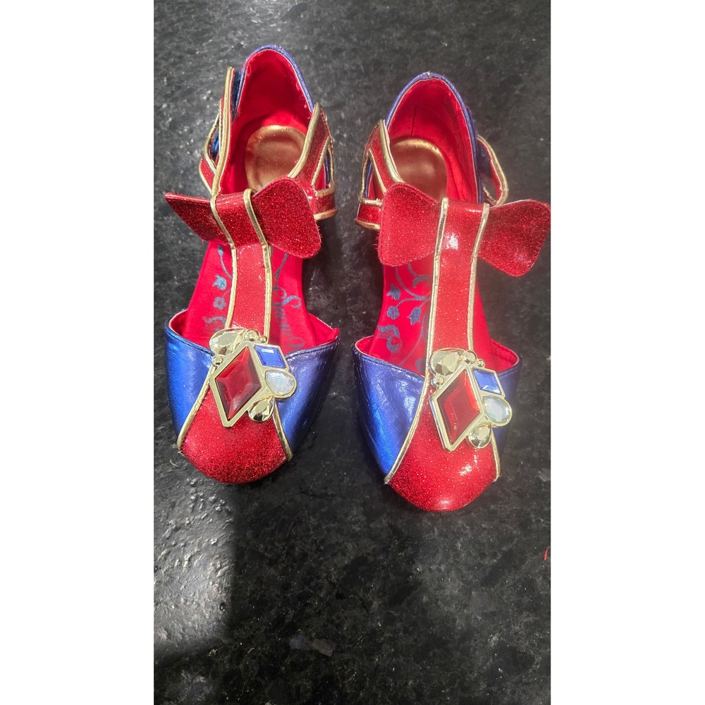 Disney Store Snow White Costume Shoes Red Blue Glitter Gemstone Girls Size‎ 13/1